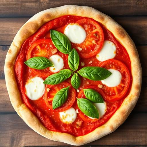 Pizza margherita appena sfornata con pomodoro San Marzano, mozzarella fiordilatte e basilico fresco