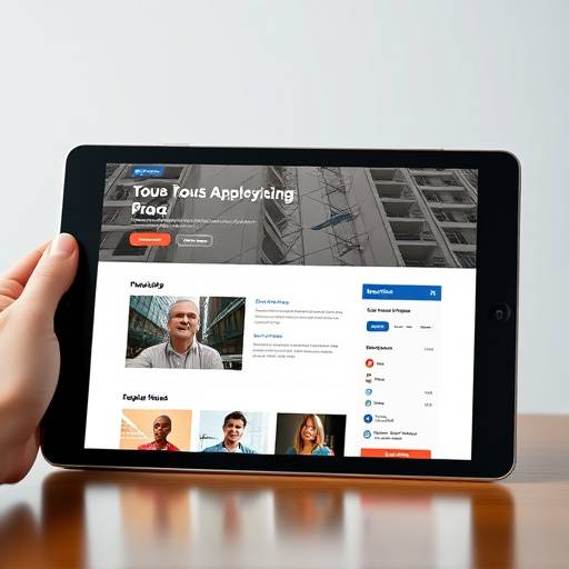 Un primo piano di una mano che naviga un sito web su un tablet, evidenziando l'accessibilit&agrave; touch-friendly.