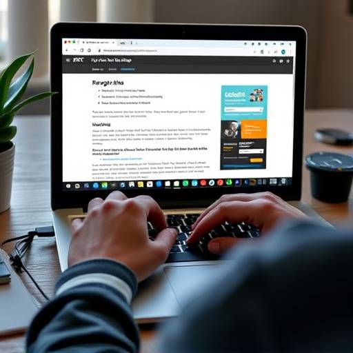 Un utente che utilizza un lettore di schermo su un computer portatile per accedere a un sito web.